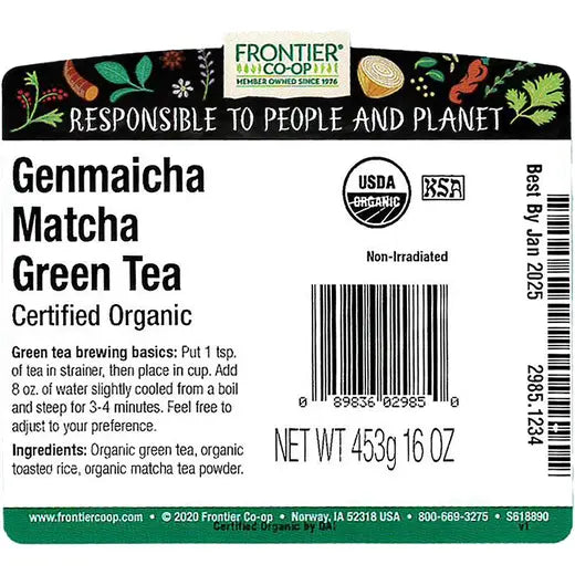 Frontier Co-op Genmaicha Matcha Tea, Organic