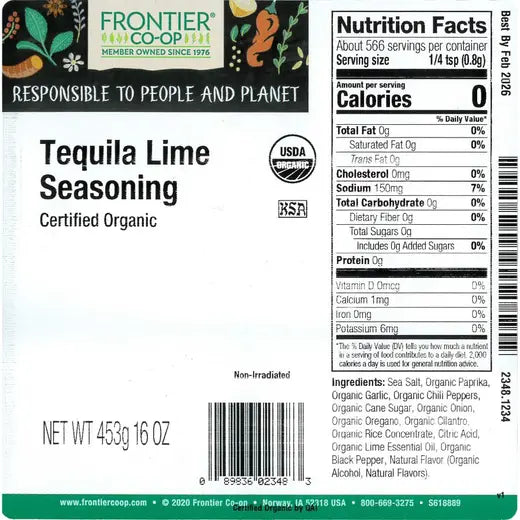 Frontier Co-op Tequila Lime Seasoning, Organic