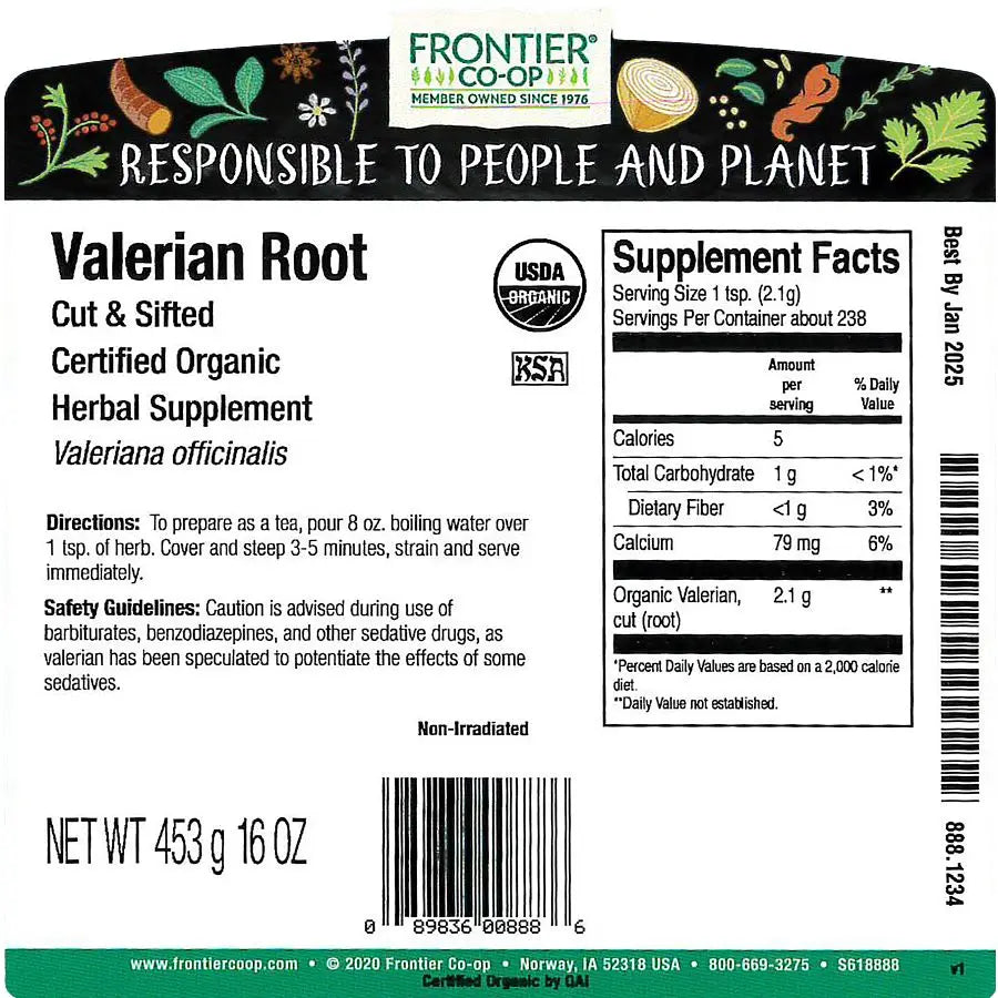 Frontier Co-op Valerian Root, Cut & Sifted, Organic
