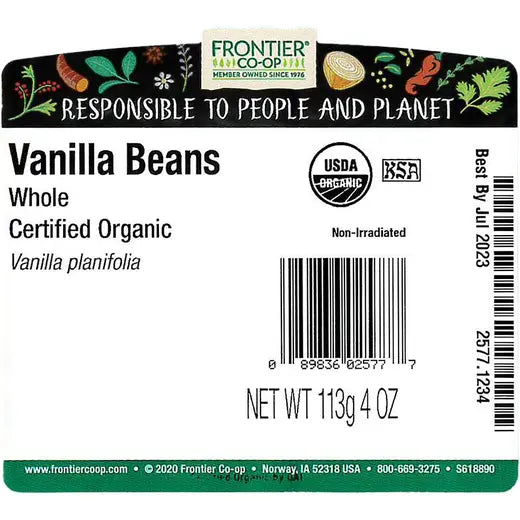 Frontier® Co-op Organic Whole Bourbon Vanilla Beans