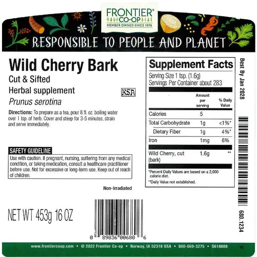 Frontier Co-op Wild Cherry Bark, Cut & Sifted