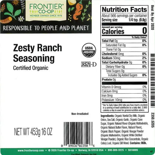 Frontier Co-op Zesty Ranch Seasoning, Organic